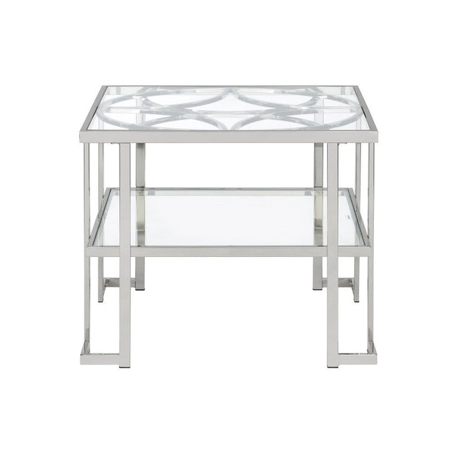 Kalan - End Table - Glass & Silver - Tony's Home Furnishings