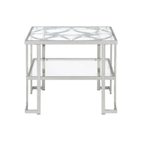 Kalan - End Table - Glass & Silver - Tony's Home Furnishings