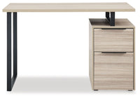Thumbnail for Waylowe - Natural / Black - Home Office Desk With Double Drawers
