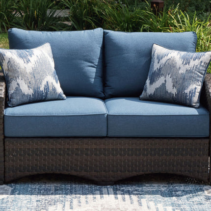 Windglow - Blue / Brown - Loveseat With Cushion Signature Design by Ashley® 