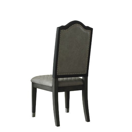 House - Beatrice Side Chair (Set of 2) - Two Tone Gray Fabric & Charcoal Finish ACME 