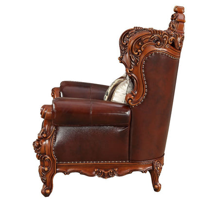 Eustoma - Chair - Cherry Top Grain Leather Match & Walnut ACME 