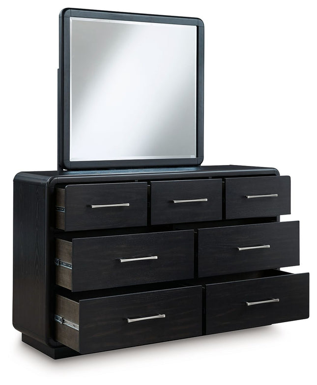 Rowanbeck - Black - Dresser And Mirror Signature Design by Ashley® 