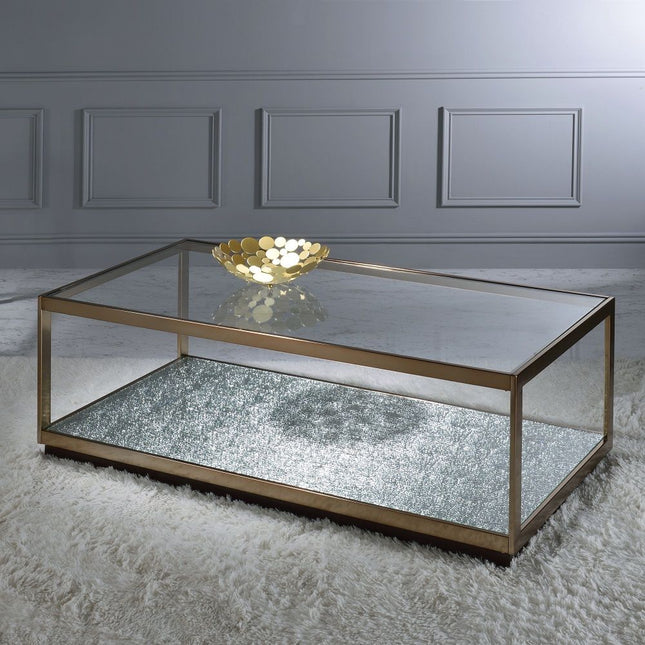 Kaia - Coffee Table - Glass & Gold - Tony's Home Furnishings