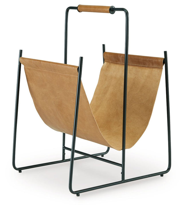 Faronworth - Brown / Black - Magazine Rack - Tony's Home Furnishings