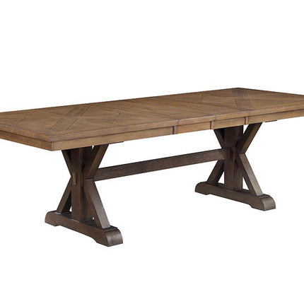 Pascaline - Dining Table - Gray Fabric, Rustic Brown & Oak Finish ACME 