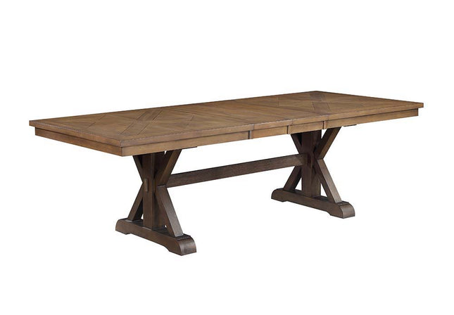 Pascaline - Dining Table - Gray Fabric, Rustic Brown & Oak Finish ACME 