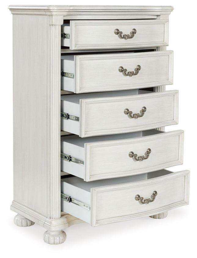 Montelaine - Antique White - Five Drawer Chest Benchcraft® 