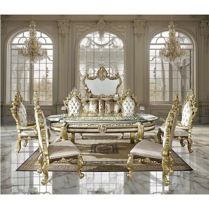 Desiderius - Dining Table - Antique Gold & Hand-Painted Brown - Tony's Home Furnishings