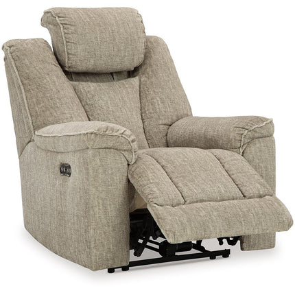 Hindmarsh - Stone - Power Recliner/ Adj Headrest Signature Design by Ashley® 