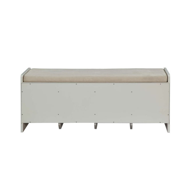 Berci - Bench - Beige Fabric & White ACME 