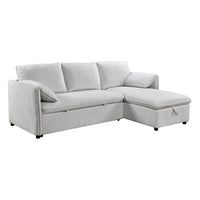 Yaroslav - Sectional Sofa With Sleeper & Storage - Cream Velvet - Tony's Home Furnishings