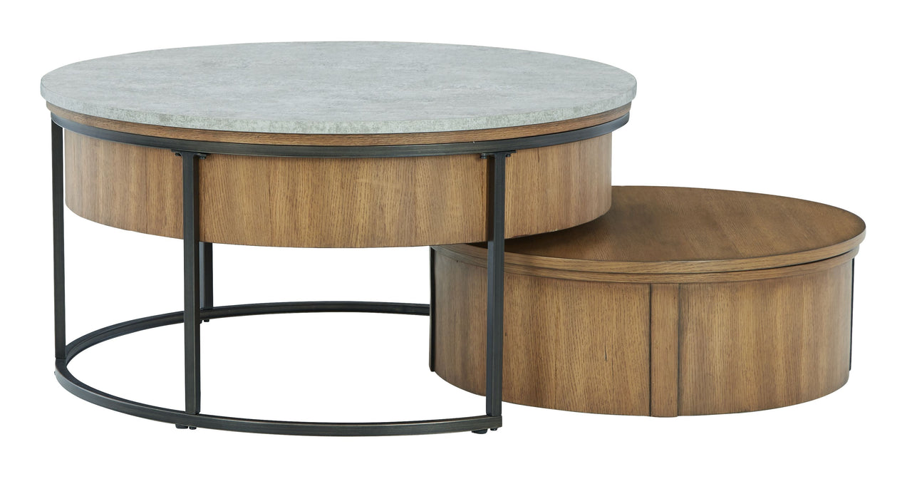 Fridley - Gray / Brown / Black - Nesting Cocktail Tables (Set of 2) - Tony's Home Furnishings