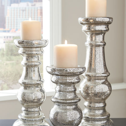 Rosario - Silver Finish - Candle Holder Set (Set of 3) Ashley Furniture 