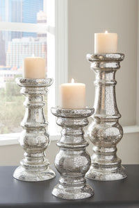 Thumbnail for Rosario - Silver Finish - Candle Holder Set (Set of 3) - Tony's Home Furnishings