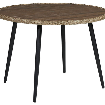 Amaris - Brown / Black - Round Dining Table Ashley Furniture 