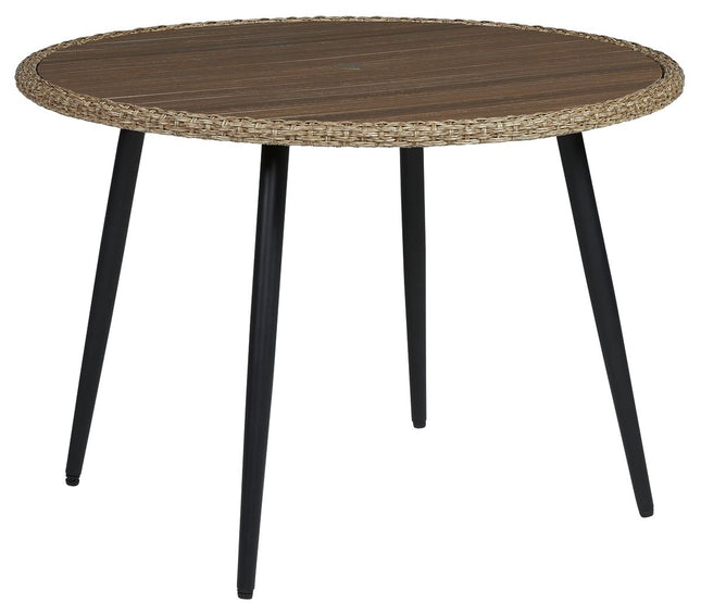 Amaris - Brown / Black - Round Dining Table Ashley Furniture 