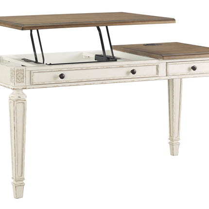 Realyn - White / Brown - Home Office Lift Top Desk Ashley Furniture 