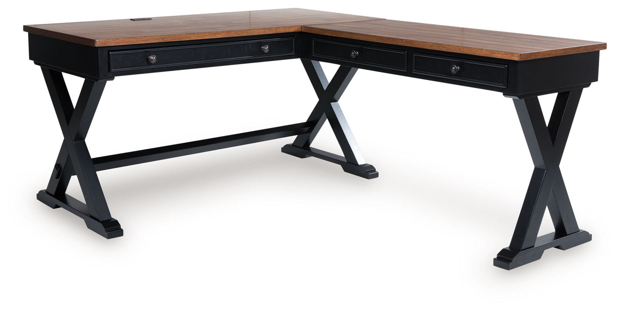 Wildenauer - Brown / Black - Home Office Desk And Return