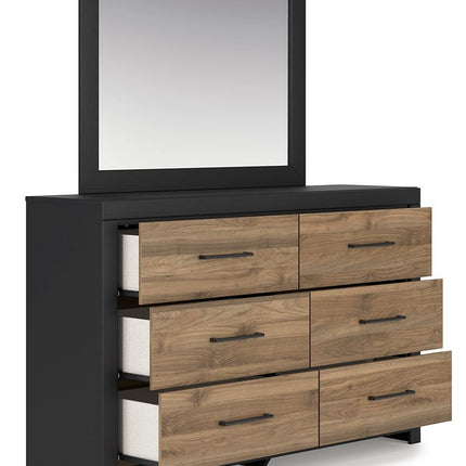 Vertani - Black - Dresser And Mirror Signature Design by Ashley® 