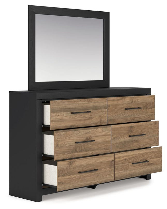 Vertani - Black - Dresser And Mirror Signature Design by Ashley® 