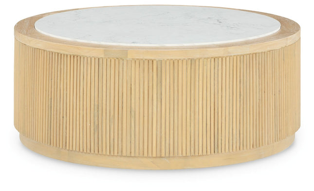 Camdill - Light Brown / White - Round Cocktail Table Signature Design by Ashley® 