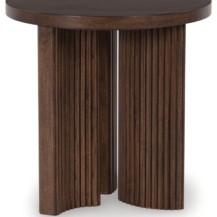 Korestone - Dark Brown - Round End Table Signature Design by Ashley® 