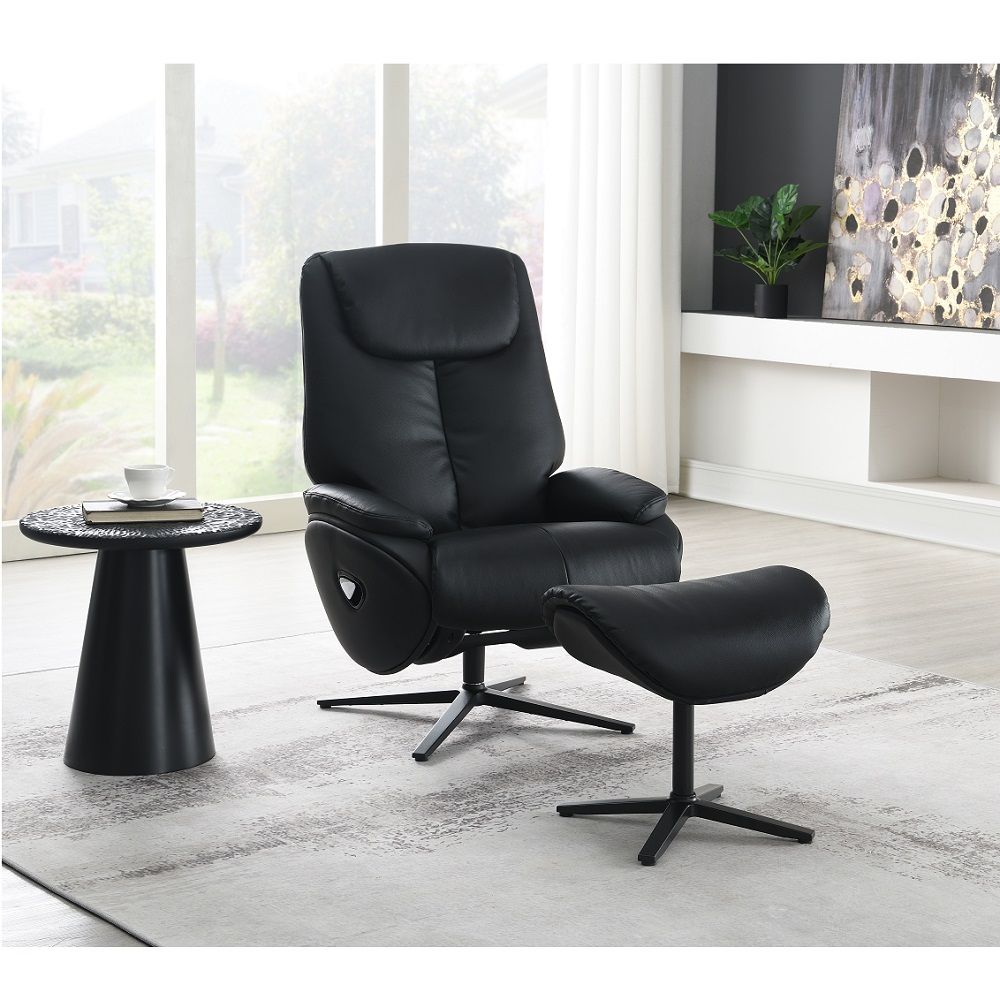 Labonita - Motion Accent Chair With Swivel & Ottoman - Black - Tony's Home Furnishings