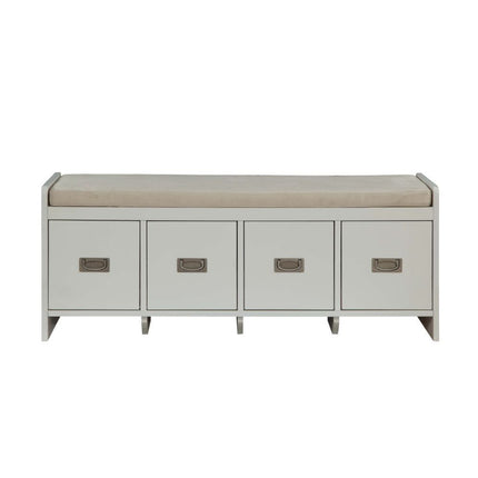 Berci - Bench - Beige Fabric & White ACME 