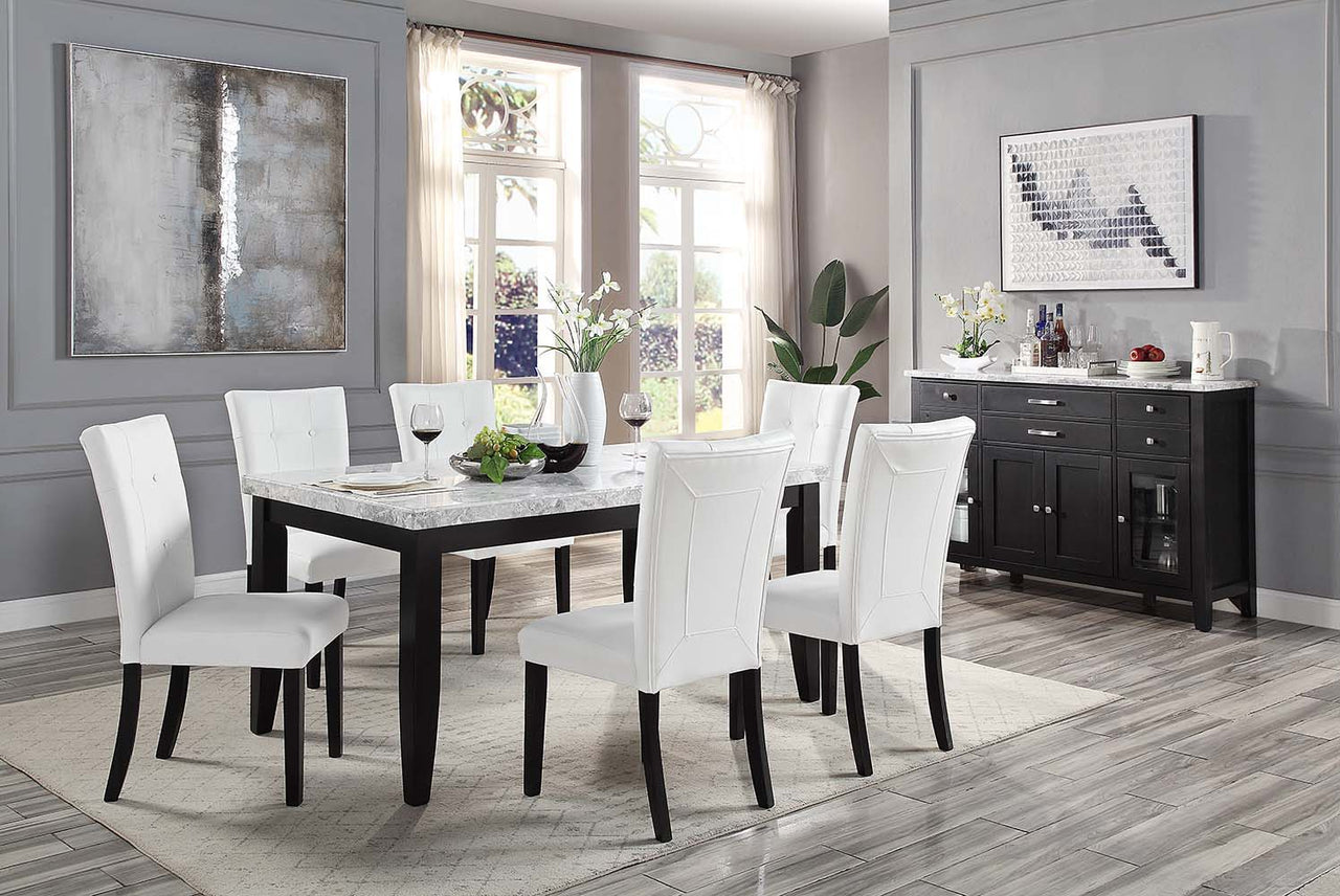 Hussein - Dining Table With Marble Top - Marble & Black Finish - Tony's Home Furnishings