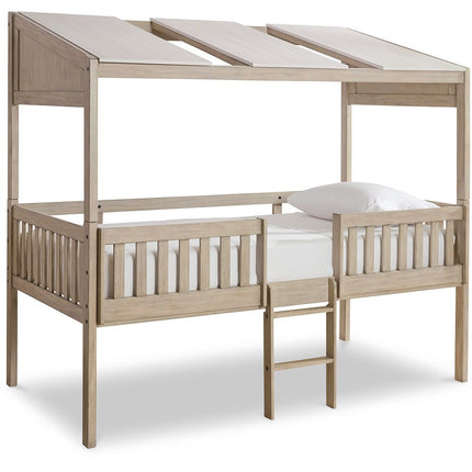 Wrenalyn - White / Brown / Beige - Twin Loft Bed With Roof Panels Signature Design by Ashley® 