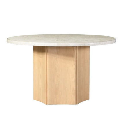 Adalynn - Round Dining Table With Marble Top - Gray & Weathered Gray Oak ACME 