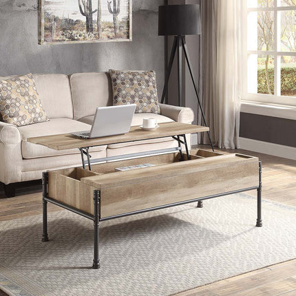 Brantley - Coffee Table - Oak & Sandy Black Finish - 18" ACME 