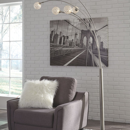 Winter - Silver Finish - Metal Arc Lamp Ashley Furniture 