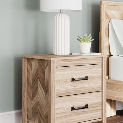 Battelle - Tan - Two Drawer Night Stand Signature Design by Ashley® 