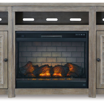 Moreshire - Bisque - 72" TV Stand With Electric Infrared Fireplace Insert Signature Design by Ashley® 