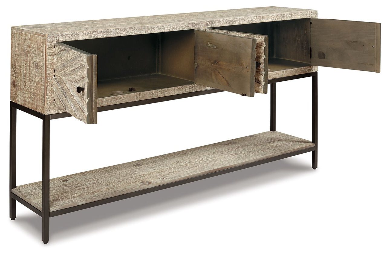 Roanley - Distressed White - Console Sofa Table - Tony's Home Furnishings
