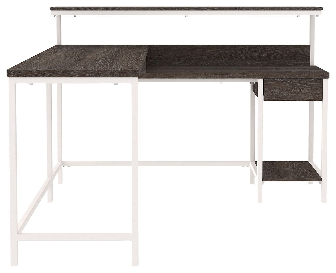 Dorrinson - White / Black / Gray - L-desk With Storage - Tony's Home Furnishings