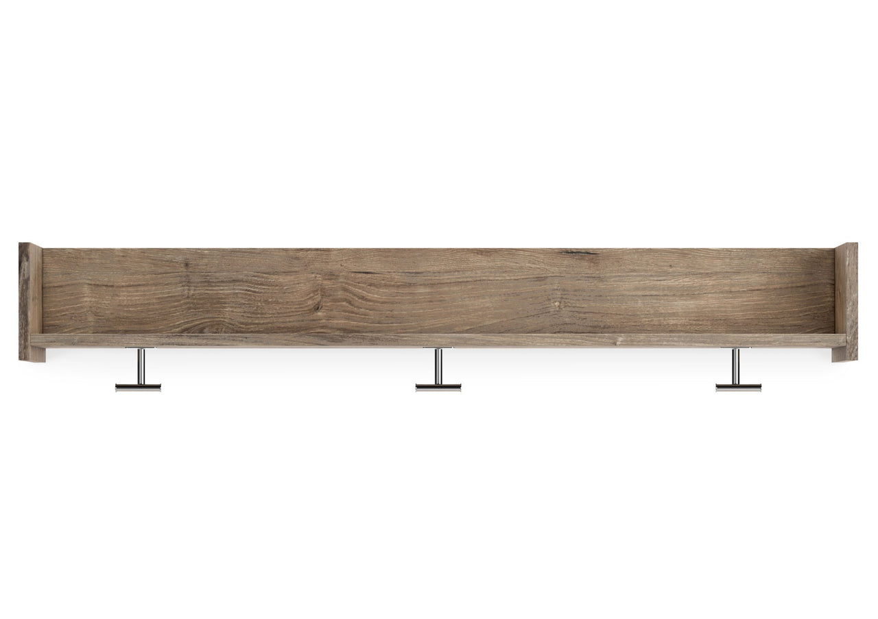 Oliah - Natural - Wall Mounted Coat Rack W/shelf - Tony's Home Furnishings