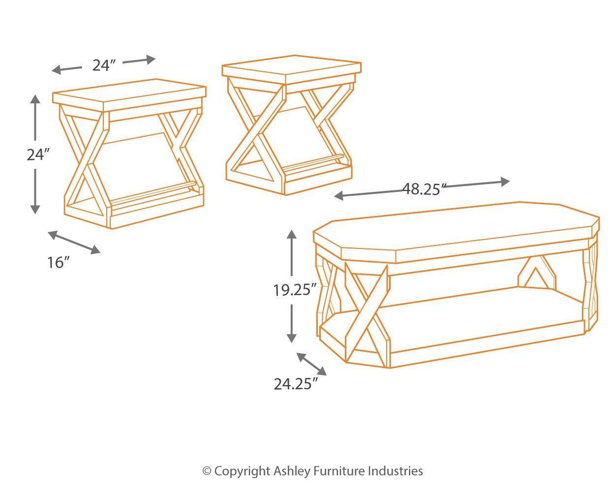 Radilyn - Grayish Brown - Occasional Table Set (Set of 3) - Tony's Home Furnishings