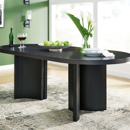 Rowanbeck - Black - Oval Dining Room Table Signature Design by Ashley® 