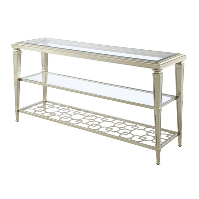 Zaba - Sofa Table - Glass Top & Silver - Tony's Home Furnishings