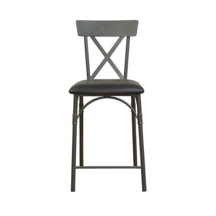 Itzel - Counter Height Chair (Set of 2) - Black PU & Sandy Gray ACME 