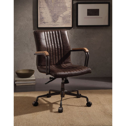 Joslin - Executive Office Chair - Distress Chocolate Top Grain Leather ACME 