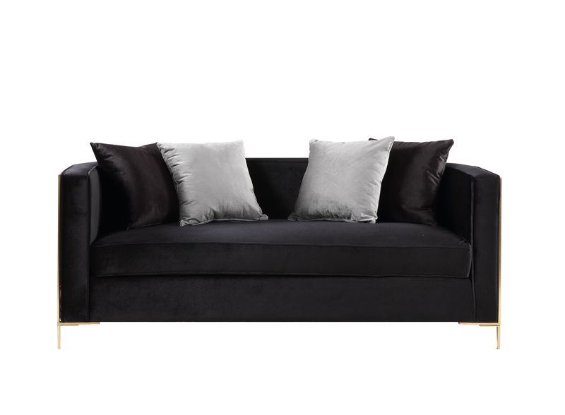 Fergal - Loveseat - Black Velvet & Gold Finish ACME 