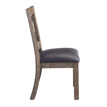 Raphaela - Side Chair (Set of 2) - Black PU & Weathered Cherry Finish ACME 