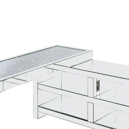 Noralie - Desk - Clear Glass, Mirrored & Faux Diamonds - 32" ACME 