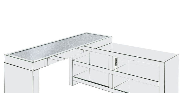 Noralie - Desk - Clear Glass, Mirrored & Faux Diamonds - 32" ACME 