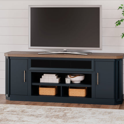 Landocken - Brown / Blue - Xl TV Stand W/Fireplace Option Signature Design by Ashley® 