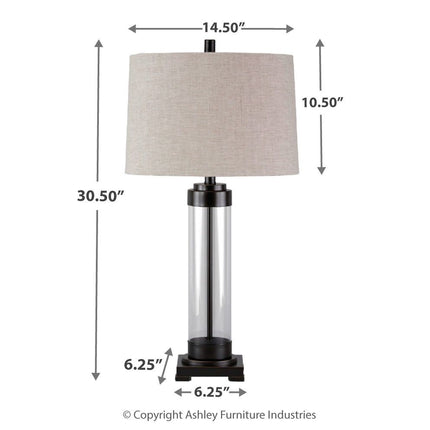 Talar - Clear / Bronze Finish - Glass Table Lamp Ashley Furniture 